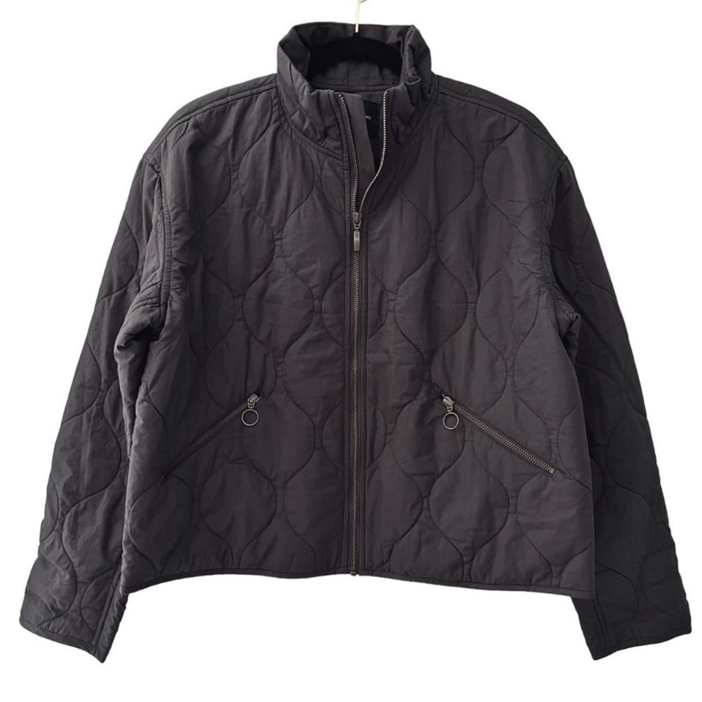 Lucky Brand Quilted Bomber Jacket in Dark Gray